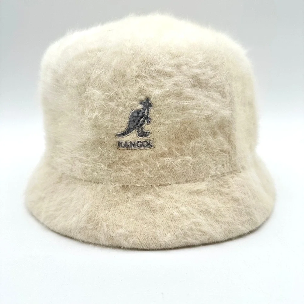 Vintage Kangol Furgora Bin Bucket Hat Off White Cream Fuzzy Angora Blend Medium